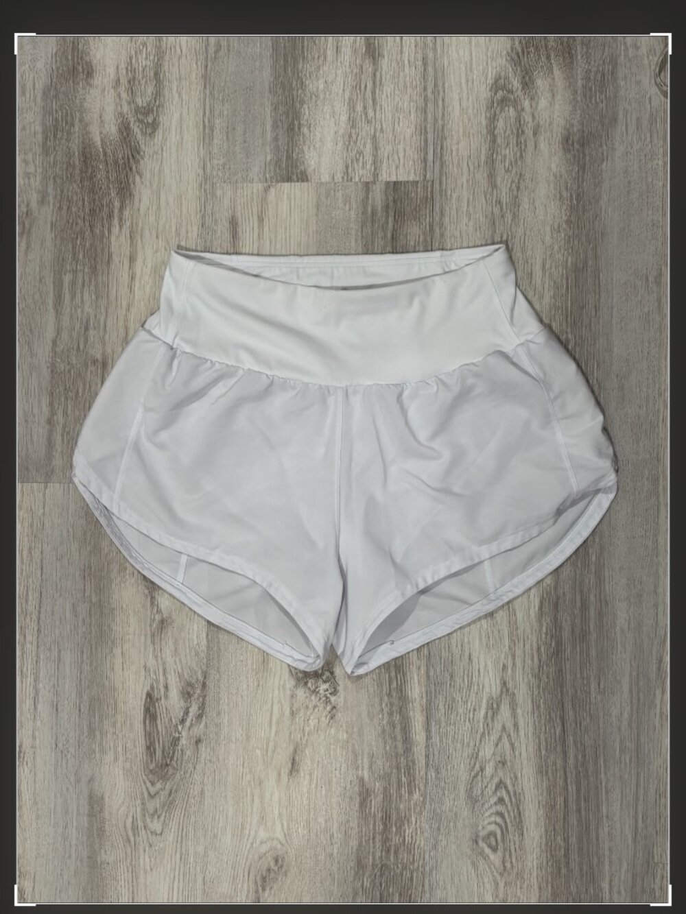 Women’s White Athletic Running Shorts with Built-In Liner Size Med